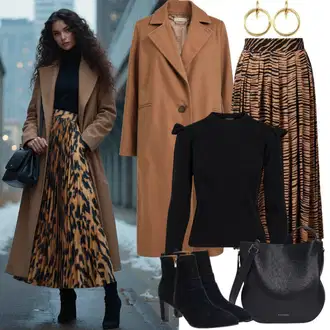 Outfity na podzim s Černá Kozačka Na Podpatku/Dlouhá Kozačka/Kozačka nad Kolena/Bota se širokým nohavici/Špičatá Kozačka/Kozačka po Kolena About You "Baüro Outfit"