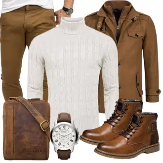 Outfit mit Rot/Grün Wintermantel/Winter Parka Indicode Jeans "Buro Outfit"