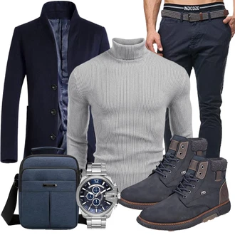 Outfit mit Blau Jumpsuit & Overall Overall/Winter Parka Vogstyle, Grau Jumpsuit & Overall Overall COOFANDY "Buro Outfit"