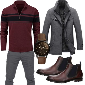 Outfit mit Blau Jumpsuit & Overall Overall/Wintermantel/Winter Parka Lavnis "Buro Outfit"