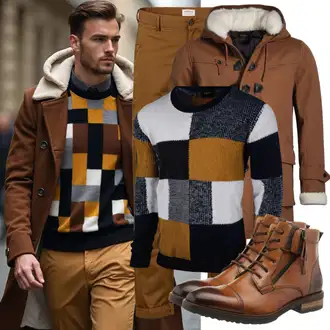 Laufen Outfit mit Braun/Bordeaux/Dunkelbraun Chelsea Boot/Lederjacke/Wasserdichter Stiefel/Gummistiefelette Panama Jack "Business Outfit"Look: Laufen, Wandern, Trekking