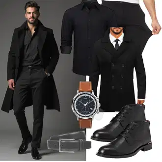 Metal Konzert Outfit mit Schwarz/Khaki/Dunkelgrau Indicode "Business Outfit"Look: Smart Casual, Nahtlos, Coole, Büro, Casual, Unisex, Classic, Metal, Empire, Lack, Konzert, Electro, Schule, Pop Konzert