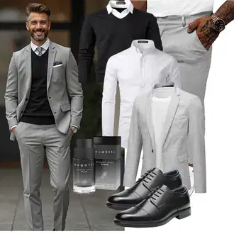 Outfit mit Grau/Weiß BusinessHemd/Business Hemd PARKLEES "Business Outfit"