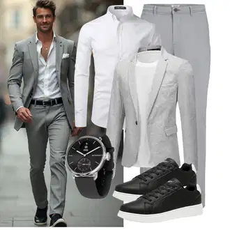 Outfit mit Grau/Weiß BusinessHemd/Business Hemd PARKLEES "Business Outfit"
