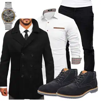 Fischgrät Outfit mit Schwarz BOLF "Business Outfit"