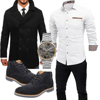 Fischgrät Outfit mit Schwarz BOLF "Business Outfit"