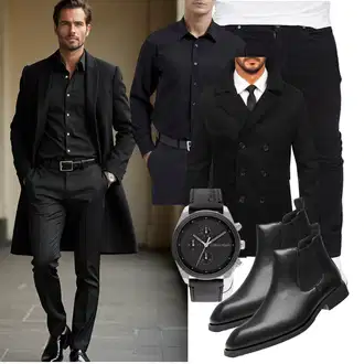 Fischgrät Outfit mit Schwarz BOLF "Business Outfit"