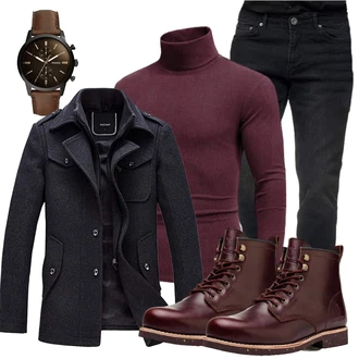 Outfit mit Blau Jumpsuit & Overall Overall/Wintermantel/Winter Parka YOUTHUP "Business Outfit"