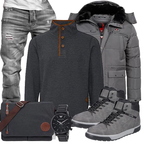Grau/Dunkelgrau/Hellgrau KapuzenJacke/SchneeJacke/DaunenJacke/Winter Parka/Puffer Jacke/WinterJacke Höhenhorn kombinieren