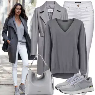 klasický Outfit sa Bijela/Krem Kožna Jakna/Kožne Cipele/Traperica Niskog Struka/Traperice Slim Kroja/Ženske Traperice 7/8 Dužine/Push-up Traperice/Čizma do Gležnja Only "Cool Jesenska Odjeća"Look: Stil, Rap, Boja, klasický, Disko, Običan, cool, Besprijekorno