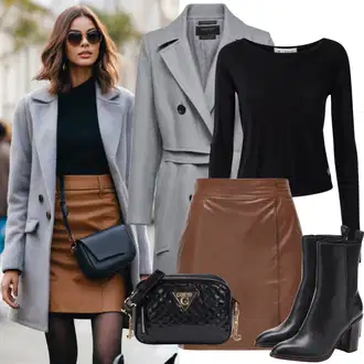Outfit s Šedá/Světle šedá/Béžová Přechodový Kabát/Pletený Fleecový Kabát/Kašmírový Kabát/Dlouhý kabát/Lehký Kabát/Letní Kabát/Zimní Kabát Vlněný kabát/Midi Kabát/Kabát Bouclé/Vlněný Kabát/Kabát Tří Čtvrtě Délky/Oversize Kabát Dorothy Perkins Curve "Cool Podzimní Outfit"