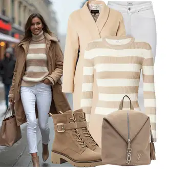 Outfit s Béžová/Hnědá/Krémová/Khaki/Šedá Pánská taška/Taška/Látková taška/Taška na Macbook/Vojenská Taška/Mini batoh/Mini batoh Suri Frey "Stylový zimní outfity"