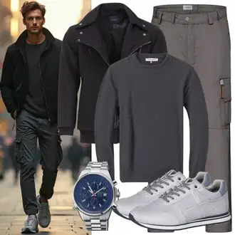 Outfit mit Schwarz Jacquard Pullover/Kaschmir Pullover/Wollpullover/Basic Pullover/Teddy Pullover/Plüsch Pullover/Pullover Bedrucken/2-in-1 Pullover/Winterpullover/Einfacher Pullover Icepeak "Cooles Winter Outfit"