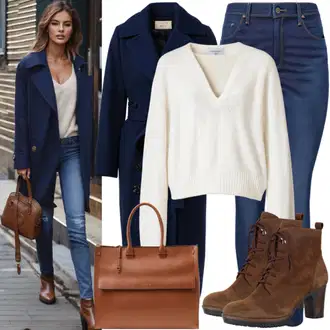 outfit mit Modra/Temno modra Usnjena Jakna/Ženske 7/8 Kavbojke/Gležnarji/Capri Kavbojke/Športni čevlji/Odrezane Kavbojke/Push up Kavbojke/Regular Fit Kavbojke/Ozke Kavbojke/Usnjene Čevlje/Zožene Kavbojke/Termodžinsi/Moška Usnjena Jakna/Zimska jakna Only "Eleganten jesenski outfit"