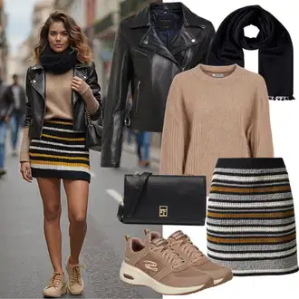 outfit mit Bež/Rjava/Khaki Superga Debele Superge/Gležnar na Vezalke/Plato-Sneaker/Škornj s Platformo/Škornj na Vezalke s Slatformo/Treking Čevelj Tamaris "Elegantni Jesenski Outfit"