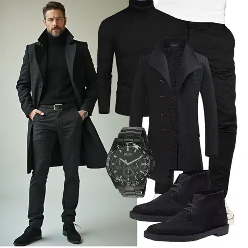 Schwarz/Dunkelblau/Dunkelgrau Mantel Gehröck/BlazerMantel/Wollfleece Mantel/Schmal Geschnittener Mantel/WollMantel YOUTHUP kombinieren
