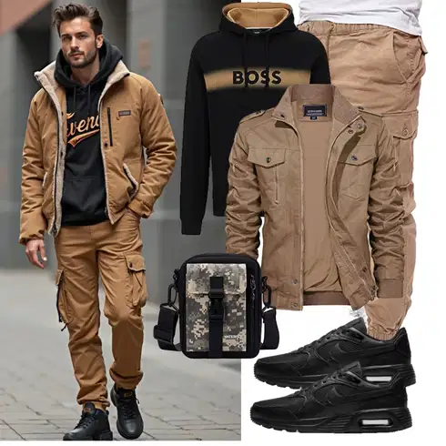 Sommer Beige/Khaki Boyfriend Hose/Jogger Hose/FreizeitHose/Cargo-JoggingHose/Kurze Hose/Capri/CargoHose/Cargo Short PITTMAN kombinieren