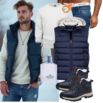 Outfit mit Grau Sport Hoodie/Fleece Pullover MAGCOMSEN "Freizeit Outfit"