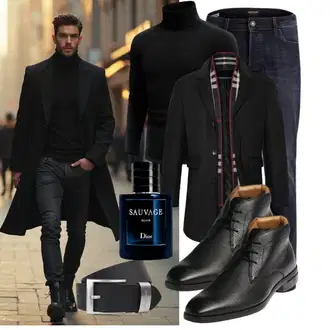 Schmal Outfit mit Schwarz/Bordeaux Kaschmir Mantel/Wintermantel Wollmantel/Wollmantel/Gehröck/Blazermantel Vancavoo "Freizeit Outfit"