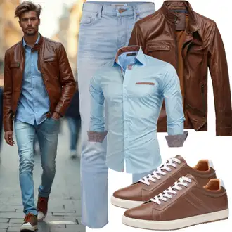 Outfit mit Braun/Beige/Dunkelbraun Vintage Sneaker/Walkingschuh/Schmaler Sneaker/Leder Sneaker rieker evolution "Freizeit Outfit"