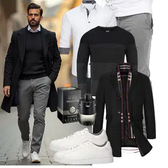 Outfit mit Schwarz WollPullover Blend "Freizeit Outfit"