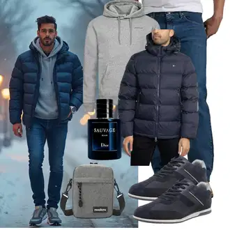 Outfit mit Dunkelblau/Hellblau/Blau Steppjacke/Kapuzenjacke/Daunenjacke/Winterjacke/Puffer Jacke GANT "Freizeit Outfit"