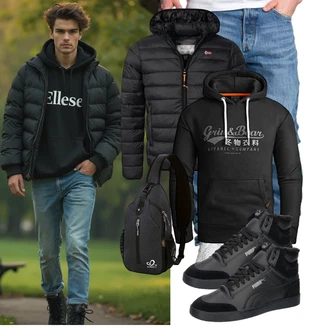 Logoprint Outfit mit Dunkelgrau/Grau Unisex Hoodie/Sport Sweatshirt/Partner Hoodie/Vintage Hoodie/Hoodie/Ausgefallener Hoodie/Sport Hoodie Grin&Bear "Freizeit Outfit"