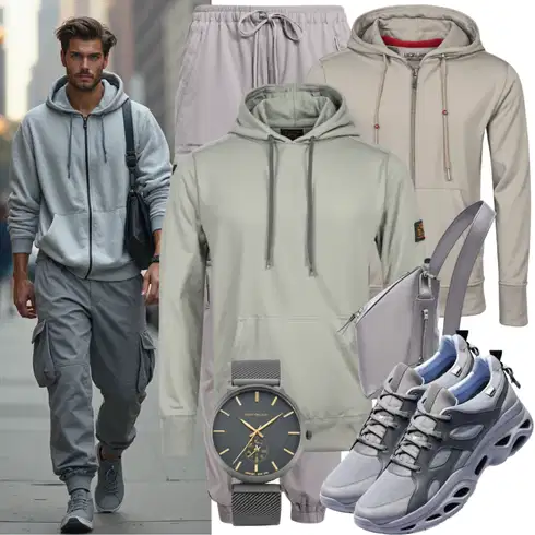 Grau/Hellgrau JoggingHose/Jogger Hose/SportHose/TrainingsHose Tommy Hilfiger kombinieren mit Grau/Dunkelgrau UmhängeTasche/MannsTasche/Sportrucksack/Kleine Tasche/SchulterTasche/HandyTasche/TrageTasche Nike Sportswear
