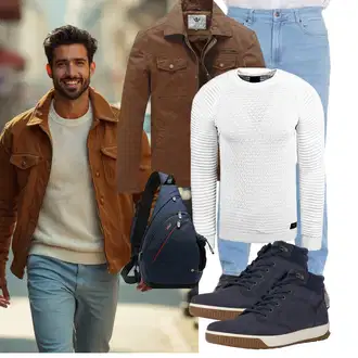 Stil Motorrad Outfit mit Braun/Khaki/Dunkelbraun Sommerjacke/Lederjacke/Frühlingsjacke/Herbstjacke/Cordjacke/Shirtjacke/Militärjacke/Wachsjacke WenVen "Freizeit Outfit"Look: Retro, Classic, Coole, Rap, Vintage, Chill, Büro, Stil, Militär, Indoor, Schütze, Workwear, Western, Outdoor, Maritim, Country Styl, Angeln, Wandern, Arbeits, Freizeit, Trekking, Jagd, Reiten, Motorrad, Berg­steigen
