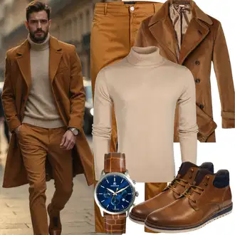 Outfit mit Braun/Beige/Dunkelbraun Schnürstiefelette/Klassischer Stiefel/Gefütterte Stiefelette/Leder Stiefelette/Winter Stiefelette/Flache Stiefelette/Wasserdichter Stiefel/Springerstiefel Rieker "Freizeit Outfit"