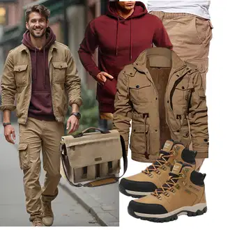 Rundhals Outfit mit Dunkelrot/Bordeaux Sport Sweatshirt/Unisex Hoodie/Strick Hoodie/Hoodie/Sport Hoodie/Ausgefallener Hoodie/Kapuzenpullover Leif Nelson "Freizeit Outfit"