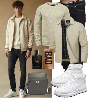Outfit mit Beige WollPullover Blend "Freizeit Outfit"