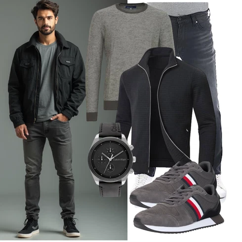 Kariert Dunkelblau/Schwarz/Dunkelgrau ThermoJacke/SportJacke/StrickfleeceJacke/MerinoJacke/Jacke mit Seitlichem Reißverschluss Huayuzh kombinieren
