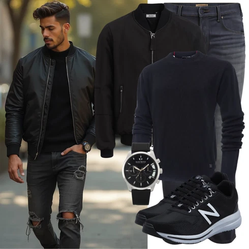 Schwarz Basic Pullover/Kaschmir Pullover/StrickPullover/Einfacher Pullover/WinterPullover/WollPullover Jack & Jones kombinieren