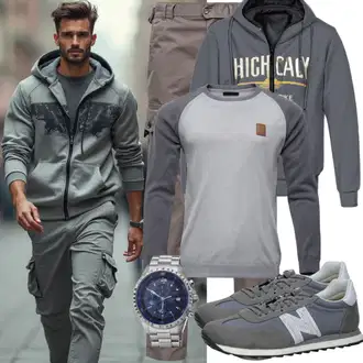 Casual Outfits Elegant mit Grau/Khaki/Hellgrau Stehkragen-Strickjacke/Kaschmir-Strickjacke Tommy Hilfiger "Freizeit Outfit"Look: Classic, Stil, Büro, Nahtlos, Smart Casual, Elegant
