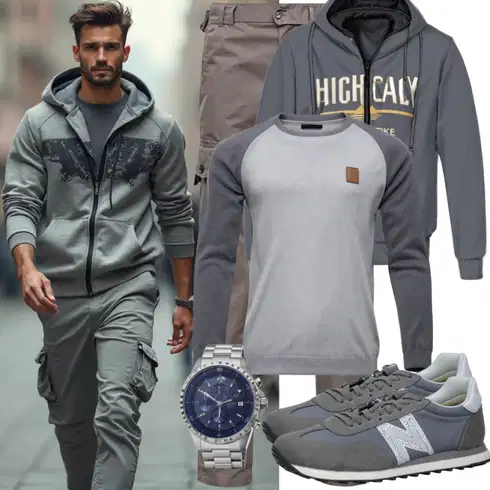 Grau/Khaki/Hellgrau Stehkragen-Strickjacke/Kaschmir-Strickjacke Tommy Hilfiger kombinieren