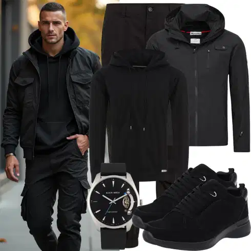 Elegant Schwarz/Dunkelblau CargoHose/Cargo-JoggingHose/Carpenter Hose lmc kombinierenLook: Elegant, Garten, Empire, Workwear, Hip Hop, Techno, 90er, Skater, Outdoor