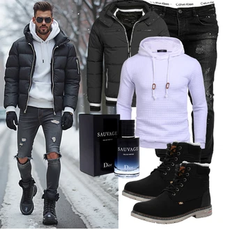 Outfit mit Blau Winter Parka/Regenjacke Indicode Jeans "Freizeit Outfit"