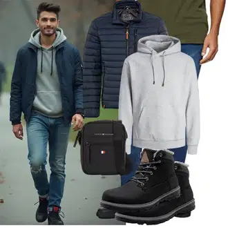 Winter Outfit mit Schwarz Wattierte Stiefel/Schnürstiefel/Gefütterte Stiefelette/Winter Stiefel/Sicherheitsschuh/Wasserfester Schuh/Winter Sneaker/Winter Stiefelette/Wasserdichter Stiefel/Klassischer Stiefel/Herren Lederschuhe Pastaza "Freizeit Outfit"