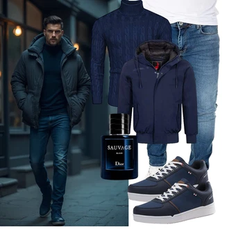 Outfit mit Dunkelblau Innenfutter Jacke/Übergangsjacke/Jacke mit Seitlichem Reißverschluss/Trachtenstrickjacke/Outdoorjacke/Winterjacke/Segeljacke/2in1 Jacke/Kapuzenjacke Höhenhorn "Freizeit Outfit"