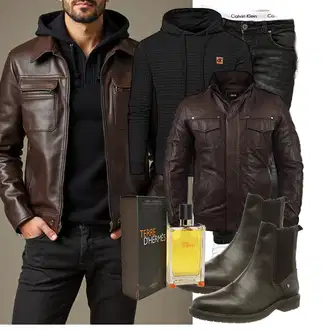 Outfit mit Schwarz/Dunkelgrau/Braun KapuzenPullover/Hoodie/Ausgefallener Hoodie/Unisex Hoodie/KapuzenPullover/Sport Hoodie/Strick Hoodie YuKaiChen "Freizeit Outfit"