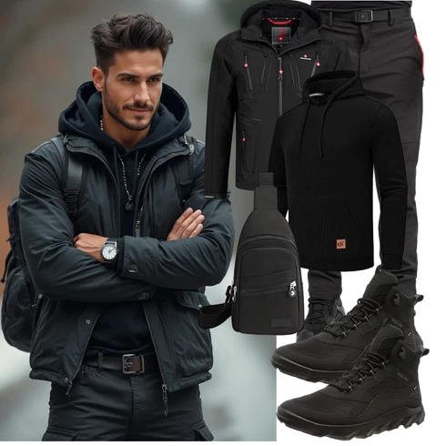 Schwarz Sport Hoodie/Strick Hoodie/Kapuzenpullover Huayuzh kombinieren