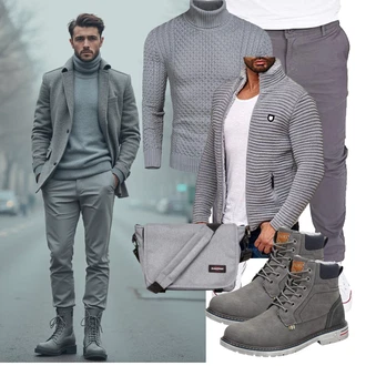 Outfit mit Grau Jumpsuit & Overall Overall/Winter Parka COOFANDY "Freizeit Outfit"