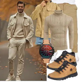 Outfit mit Khaki/Beige/Braun Uniformjacke/Militärjacke/Wachsjacke/Cargojacke Brandit "Freizeit Outfit"
