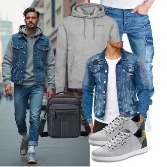 Party Outfits Schön mit Blau/Hellblau Kurze Jeansjacke Redbridge "Freizeit Outfit"Look: Empire, Coole, Old Money, Schön