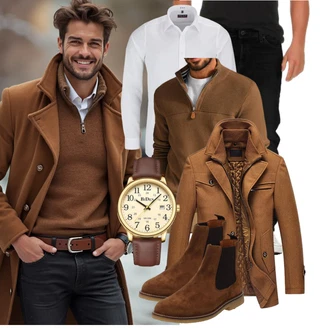 Outfit mit Braun Jumpsuit & Overall Overall/Wintermantel/Winter Parka Lavnis "Freizeit Outfit"