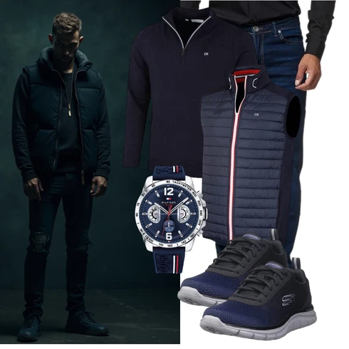 Hellblau/Dunkelblau Daunenweste/Puffer Weste/Kunstfaserweste/Outdoorweste/Funktionsweste/Reitweste/Langlaufweste/Wendeweste/Sport Weste/Steppweste/Isolationsweste Calvin Klein kombinieren