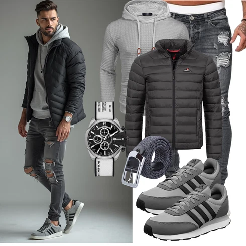 Grau/HellGrau Ausgefallener Hoodie/Strick Hoodie/Sport Hoodie COOFANDY kombinieren