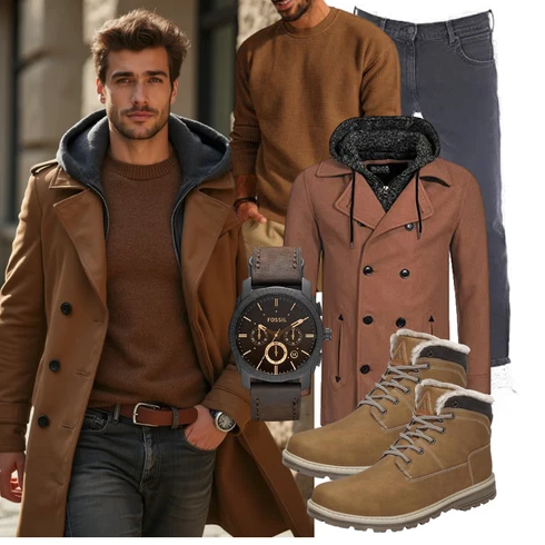 Khaki/Braun/Beige Trekkingstiefel/Schnürstiefel/Wasserdichter Stiefel/Herren Lederschuhe/Wattierte Stiefel/Winter Stiefel/Klassischer Stiefel/Winter Sneaker/Gefütterte Stiefelette/Winter Stiefelette Mishansha kombinieren