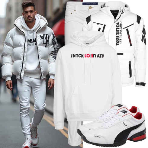 Weiß/Creme Schneejacke/Kunstfaserjacke/Sommerdaunenjacke/Winterjacke/Daunenjacke/Puffer Jacke Indicode, Weiß/Creme Leder Schuhe/Lederjacke/Biker Jeans/Slim Fit Jeans/Sweatjeans/Jeans mit Schlitz/T-Shirt/Low Rise Jean/Low Waist Jean/Schlupfjeans Tazzio, Weiß/Creme Vintage Sneaker/Sommer Sneaker/Skateschuh/Leder Sneaker/Sneaker Low/Schmaler Sneaker Kangaroos kombinieren
